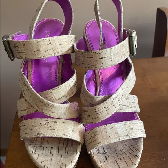 Enzo Angiolini Danicio Sandals Wood Block Platform Heels 7.5 - Picture 2 of 6
